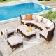preview thumbnail 44 of 54, 11-Piece Outdoor Wicker Half-Round Furniture Set, Half-Moon Sectional Sofa Set All Weather Rattan Curved Conversation Sets 9 Seats - Type G