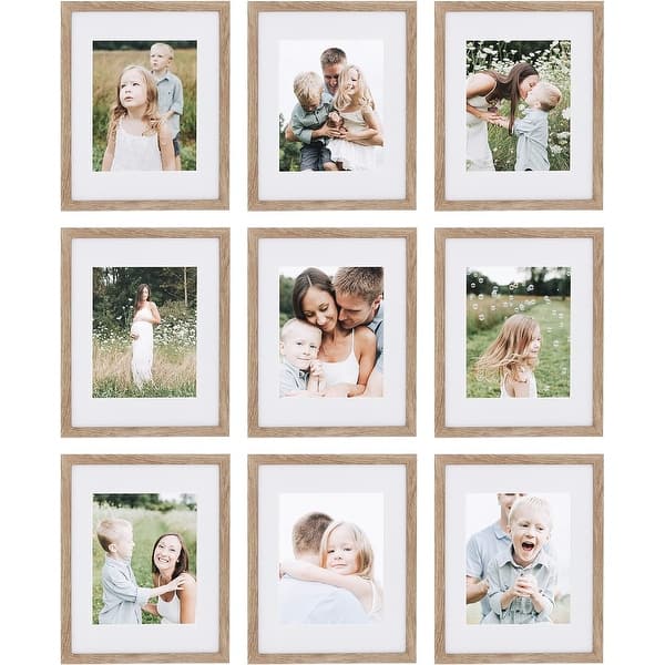 Sheffield Home 9 Piece Gallery Wall Frame Set, - light Natural