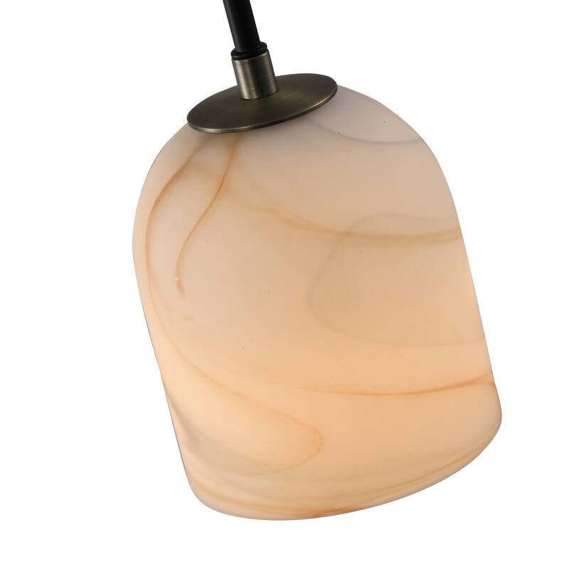 Artcraft Crema - 1-Light Pendant - Black with Brushed Brass Accent - Alabaster Style Swearl Glass Shade