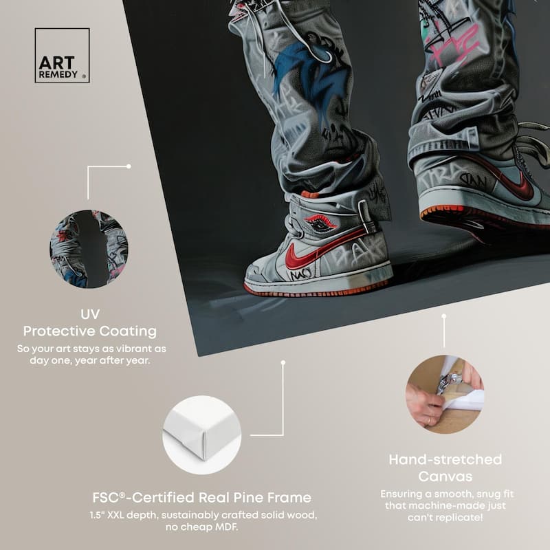 Graffiti Jeans and Sneakers Canvas by Art Remedy, Gallery Wrapped