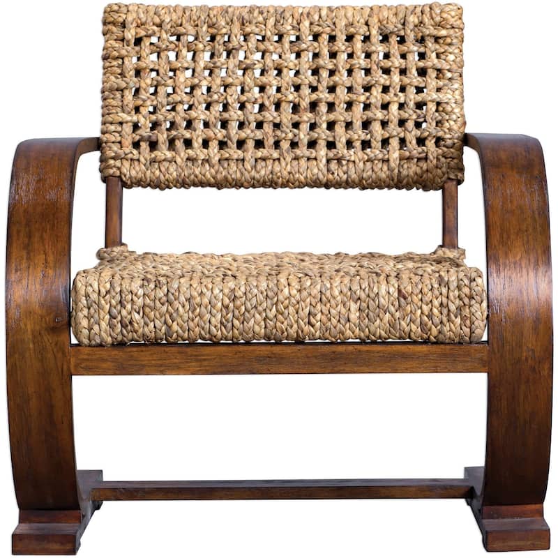 Uttermost Rehema 30" Wide Wood Framed Dual Arm Accent Chair - Rattan