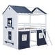 preview thumbnail 7 of 36, Playhouse Design Impression & Beautiful Full Size Bunk Wood House Bed with Elegant Windows, Sills and Tent