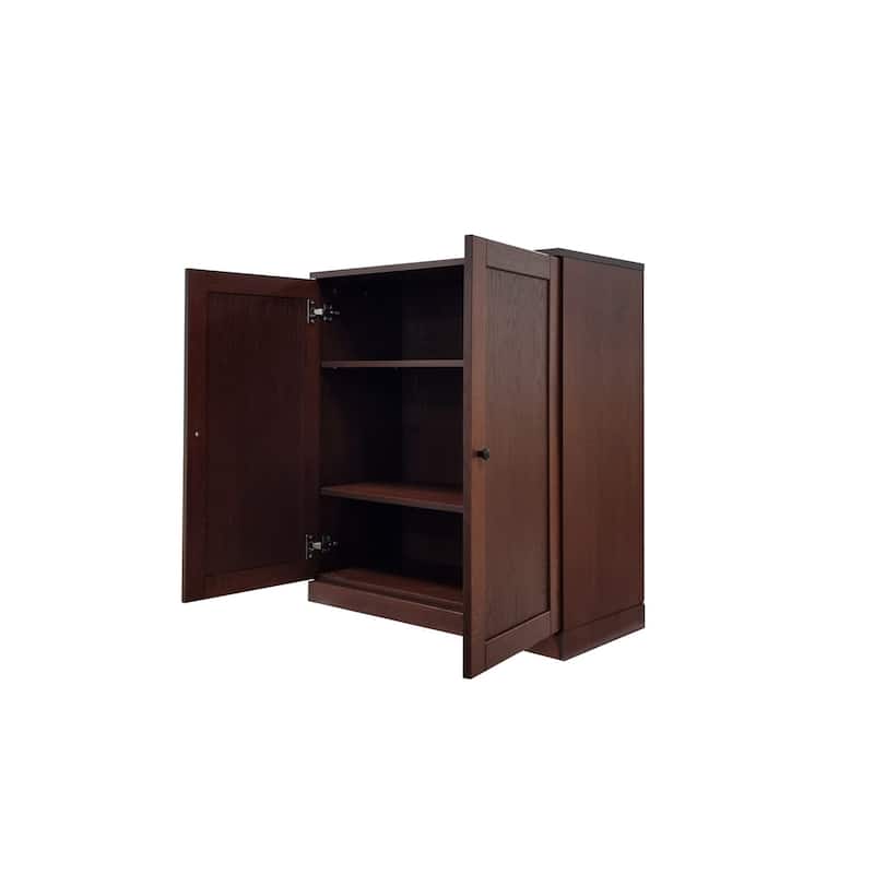 Palace Imports Premium 100% Solid European Oak Hardwood 6-Shelf Modular Bookcase with Bottom Shaker Doors - 32" Wide, 71.5" Tall