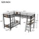 preview thumbnail 3 of 7, L-Shaped Twin Bunk Kids Bed Frame with Loft, Desk & Shelves, Easy Assembly, Brown