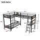 preview thumbnail 5 of 7, L-Shaped Twin over Twin Bunk Bed with Twin Size Loft Bed with Desk and Shelf ,Brown