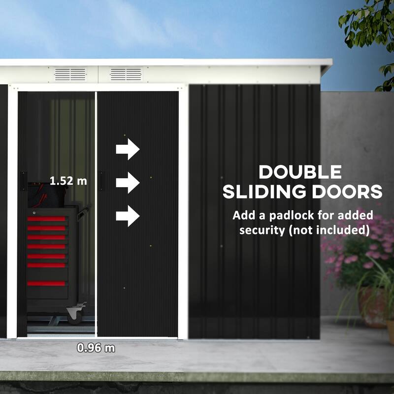 Outsunny 9' x 4' Outdoor Rust-Resistant Metal Garden Vented Storage Shed with Spacious Layout & Durable Construction