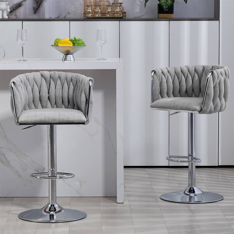 Fabric cover Swivel Bar Stools Set of 2 - Grey