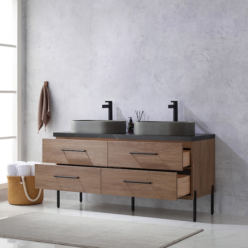 Miseno MV-NM-705160O Trento 60" Free Standing Double Basin Vanity Set