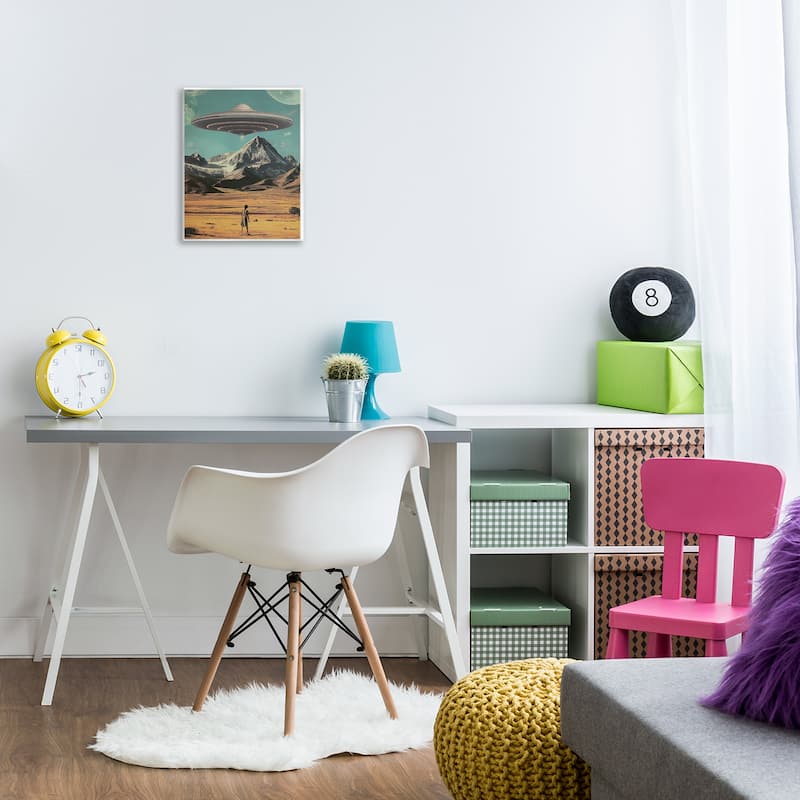 Stupell Woman with Overhead UFO Wall Plaque Art Design By Wumples