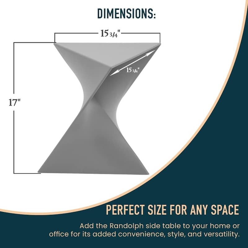LeisureMod Randolph Modern Side Table - Grey - 15.5 x 17 x 17