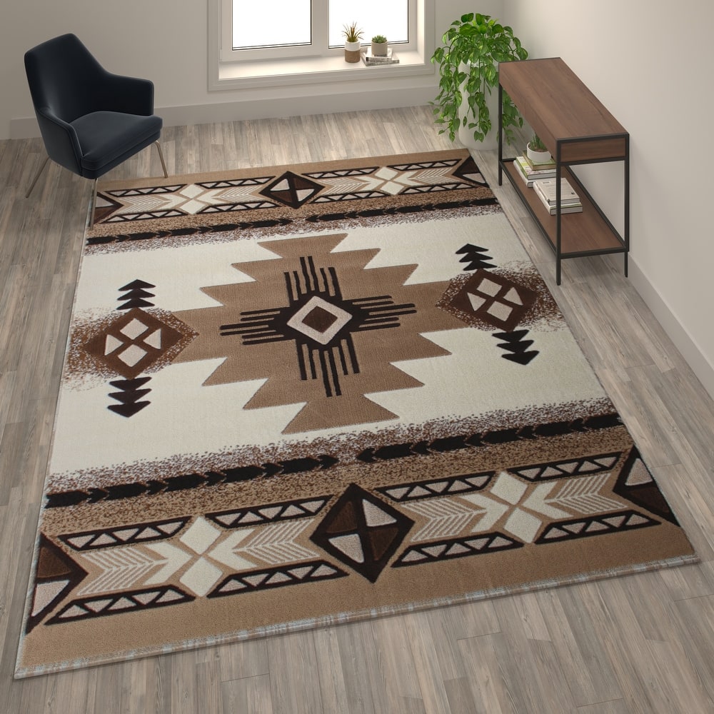 Traditional Southwestern Style Olefin Fiber Geometric Area Rug