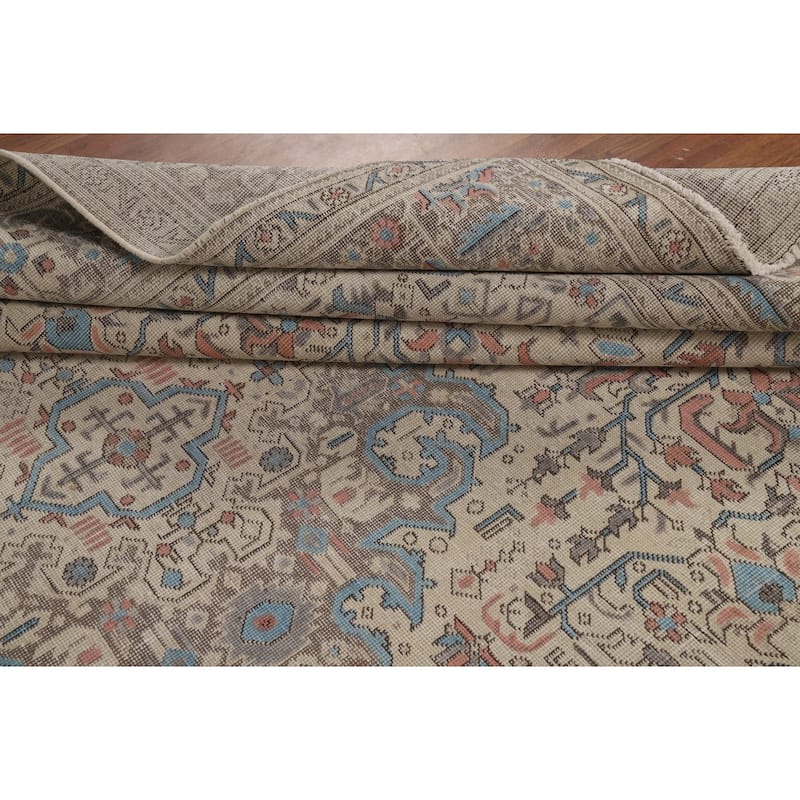 Geometric Tabriz Persian Area Rug Handmade Dining Room Wool Carpet - 9'3"x 12'8"