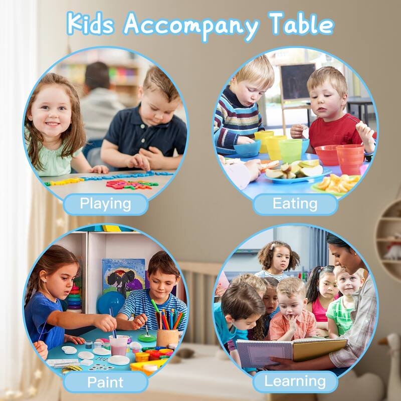YUKOOL Kids Study Table and Chairs Set - Adjustable Height and Stylish Design