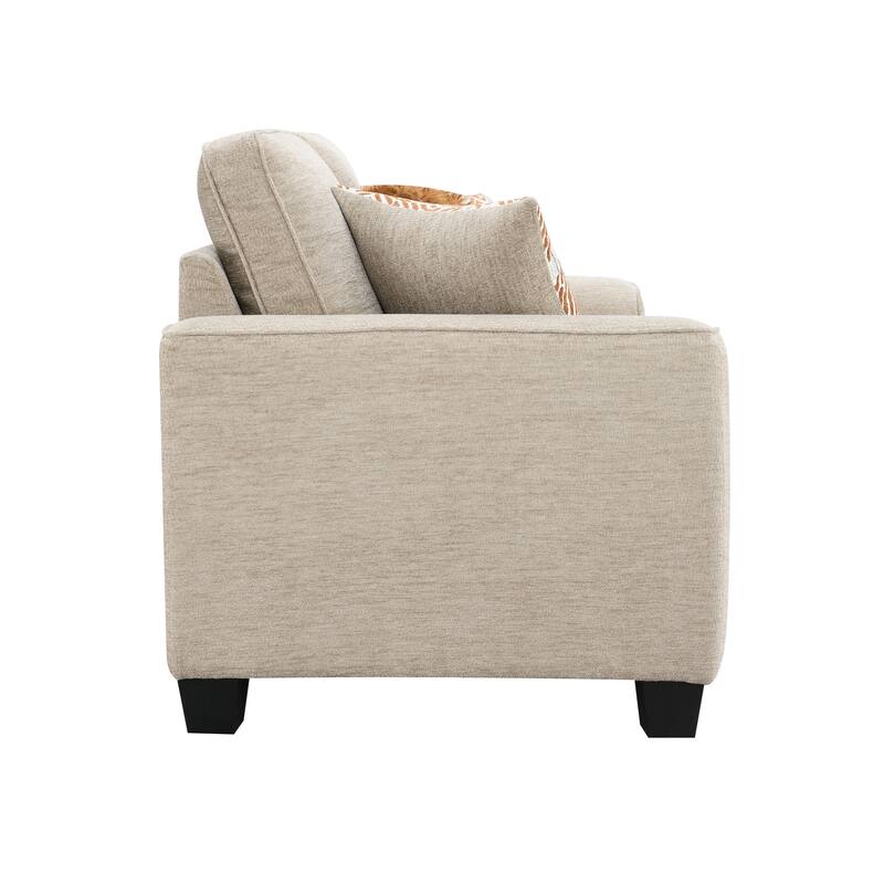 Furniture of America Maevy 3-Piece Taupe Chenille Sofa Set with Accent Pillows