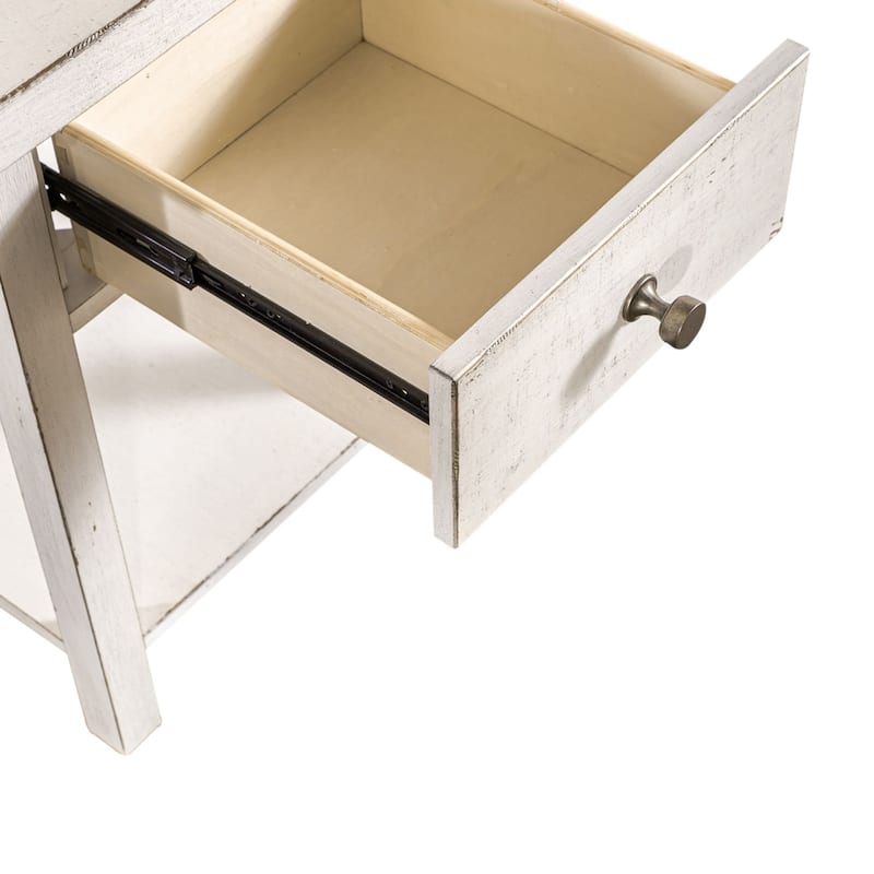 Modern Farmhouse Flea Market White Drawer Chair Side Table