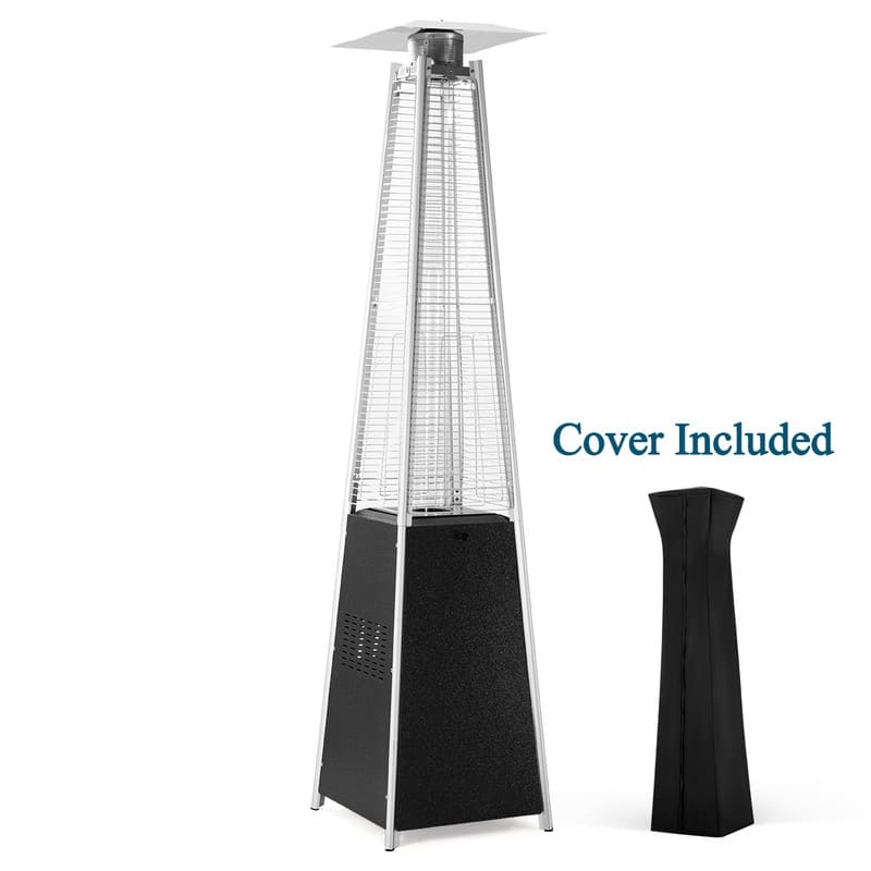 Pamapic 42,000 BTU Outdoor Pyramid Flame Patio Heater with Cover, Wheels
