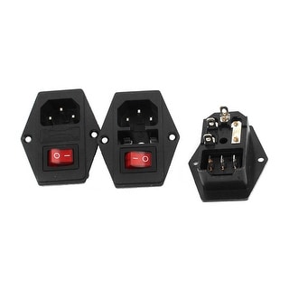 3PCS Red Indicator SPST Rocker Switch Fuse Holder IEC320 C14 Socket ...