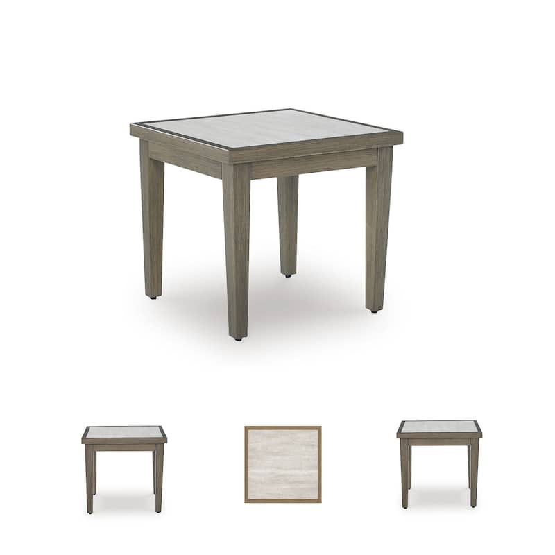 Signature Design by Ashley Rainier Ranch Brown/Beige Outdoor End Table - 23.7" W x 23.7" D x 22.05" H