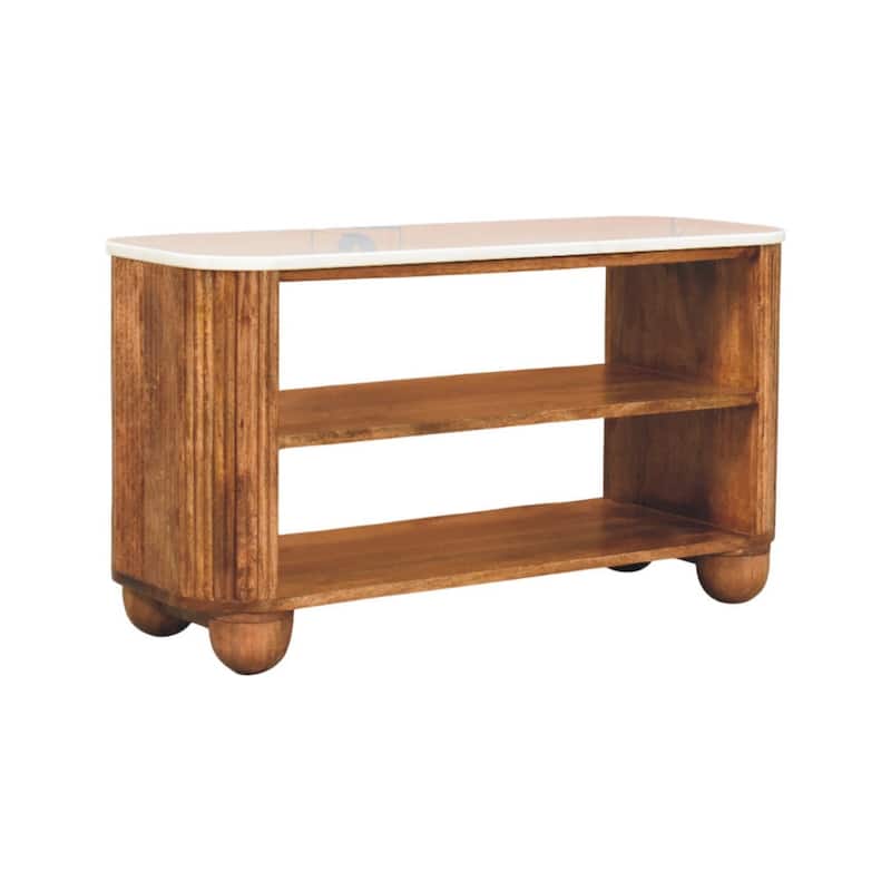 Artisan Furniture Solid Wood Beaumont Marble Shoe Bench ,Brown