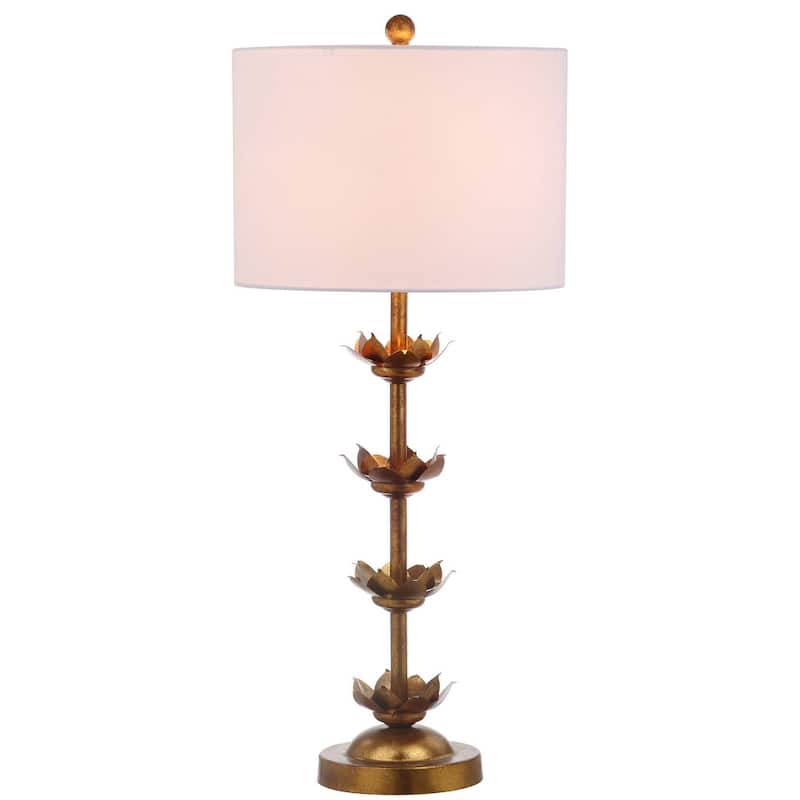 SAFAVIEH Lighting 32-inch Lani Antique Gold Leaf Table Lamp (Set of 2) - 14"x14"x32"