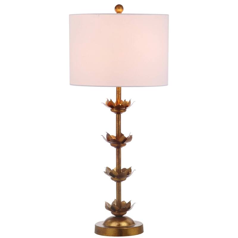SAFAVIEH Lighting Chayah 32-inch Antique Gold Leaf Table Lamp (Set of 2) - 14"x14"x32" - 14Wx14Dx32H
