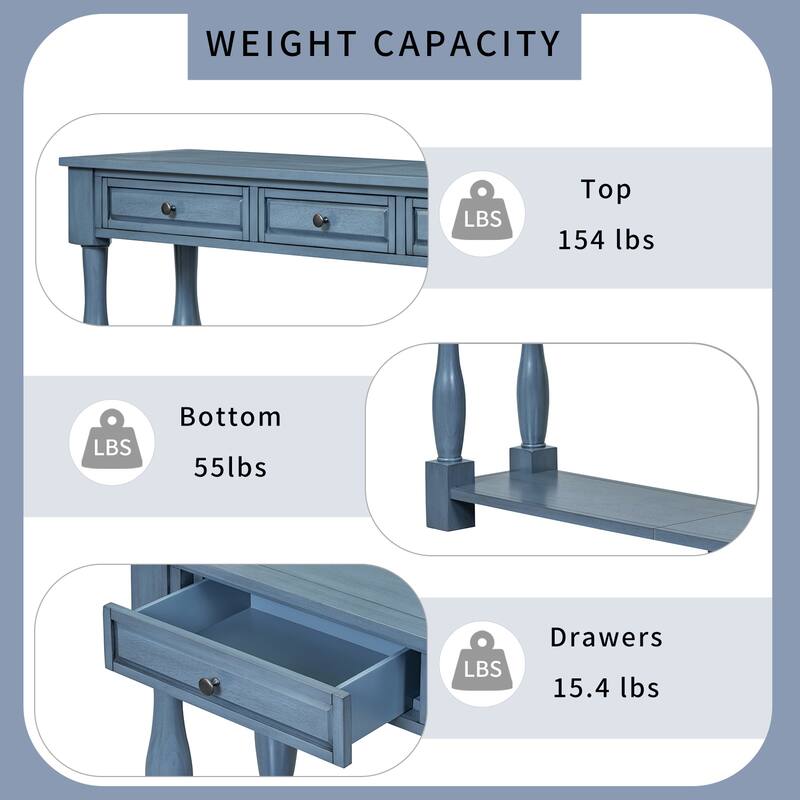 Console Table 63" Long Console Table with Drawers and Shelf for Entryway, Hallway, Living Room