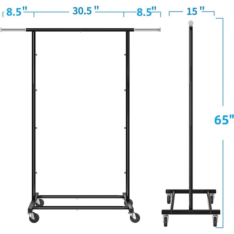 Rolling Clothes Organizer on Wheels for Hanging Clothes,Standard Rod