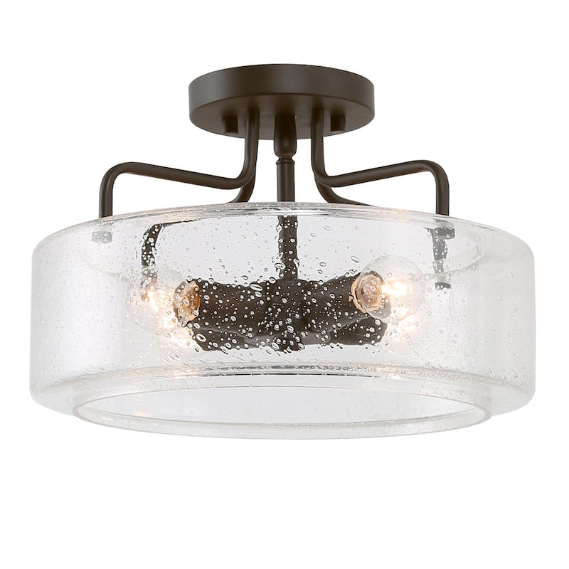 Modern Farmhouse 4-Light Semi-Flush Mount Ceiling Lights for Kitchen - W12"x H8"