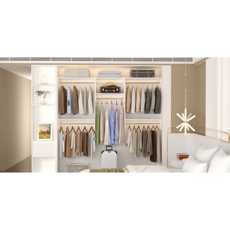 Cimly 94.4'' Set of 3 Wide Floating Closet System, Heavy-duty Closet Organizer with 5 Hanging Rods