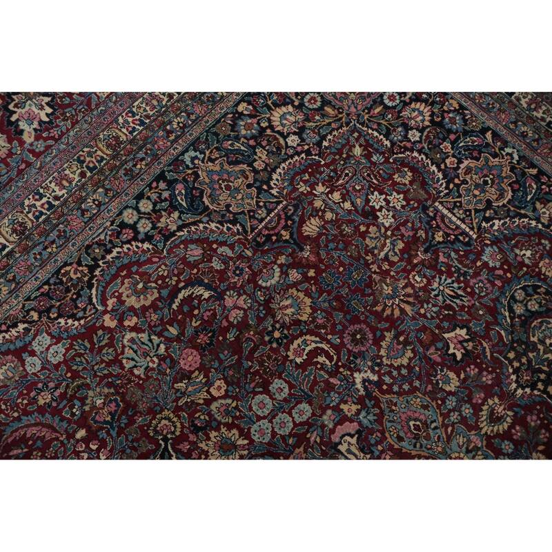 Hand Knotted Oriental 100% Wool Carpet Traditional Floral Red Mashad Area Rug - 15' 6'' X 11' 6''