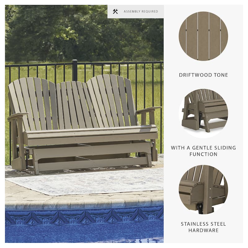 Signature Design by Ashley Hyland wave Outdoor Glider Loveseat - 67" W x 31.5" D x 41.75" H