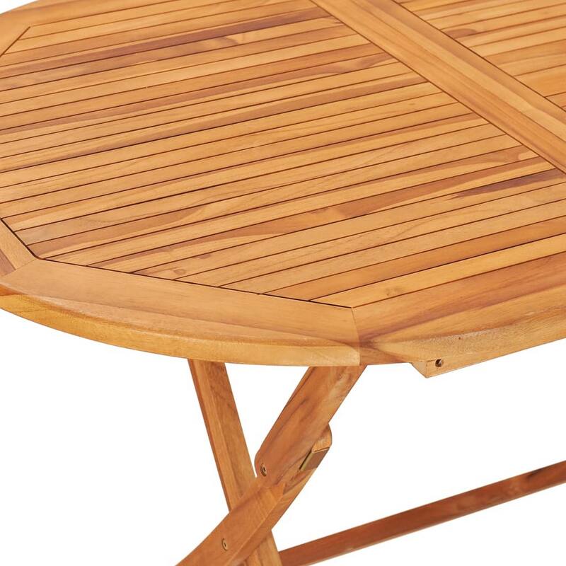 Outdoor Folding Dining Table, Slatted, X Legs, 63 Inch Brown Wood - Natural Brown