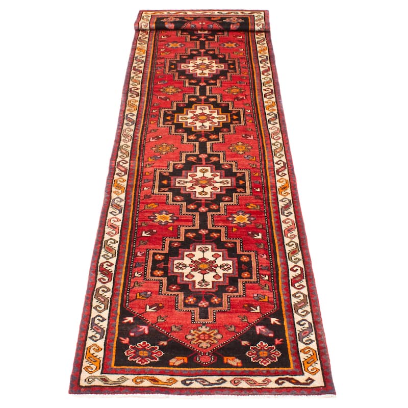 ECARPETGALLERY Hand-knotted Anadol Red Wool Rug - 3'3 x 13'1