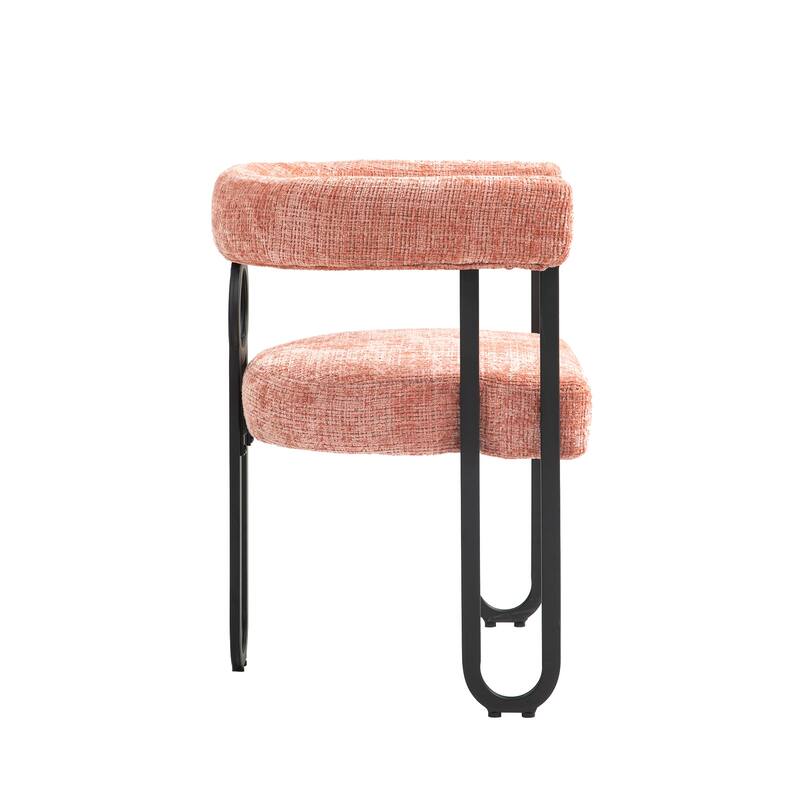 Contemporary Chenille Fabric Upholstered Accent/Dining Chair/Barrel Side Chairs Kitchen Armchair for Living Room set of 1