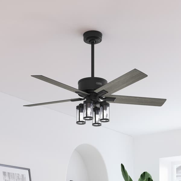 slide 2 of 20, Hunter 52" Astwood II Ceiling Fan with LED Light and Handheld Remote - Transitional - Exclusive SureSpeed! Matte Black