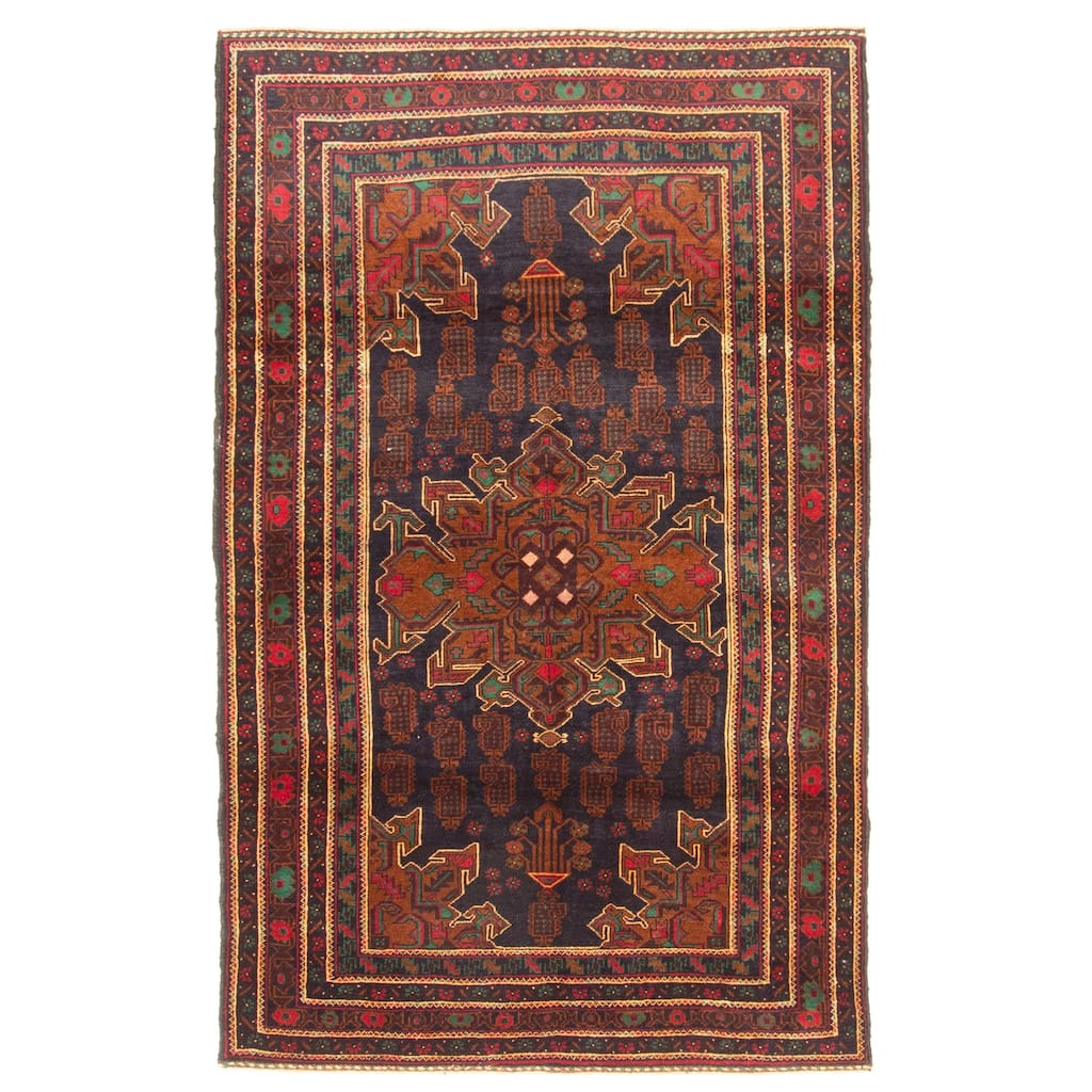 ECARPETGALLERY Hand-knotted Teimani Black Wool Rug - 3'7 x 5'10