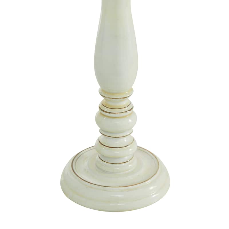 Mango Wood Candle Holder - Set of 3 White - Roche River Decor - 6"W x 6"L x 18"H
