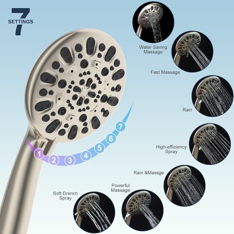 7-Spray 8-Inch Rainfall Shower Head with Handheld Showerhead Combo