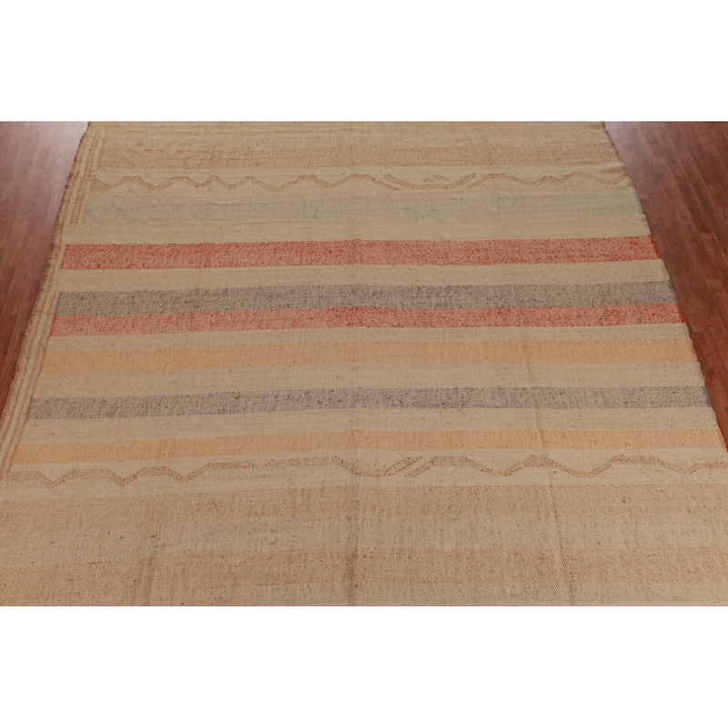 Hand Woven Oriental 100% Jute Carpet Southwestern Modern Beige & Ivories Kilim Area Rug - 12' 6'' X 10' 11''