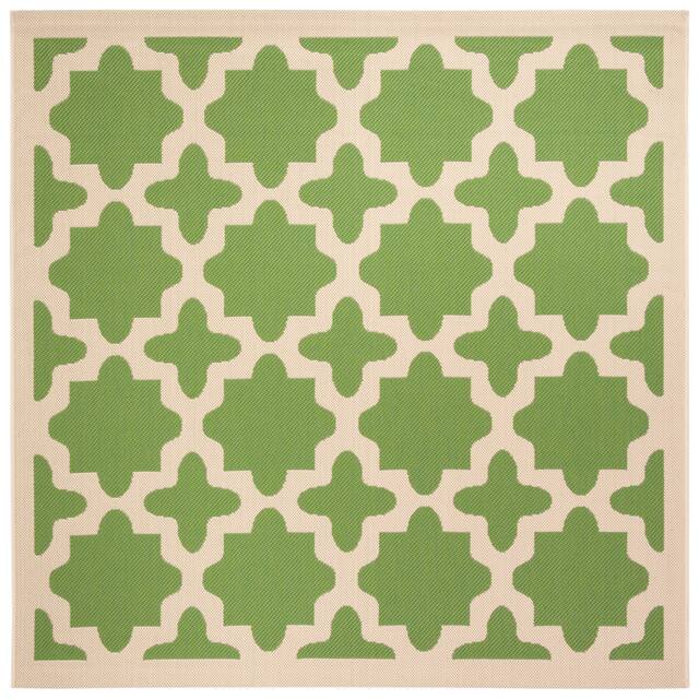 SAFAVIEH Courtyard Dorthey Indoor/ Outdoor Patio Backyard Rug - 5'3" x 5'3" Square - Green/Beige
