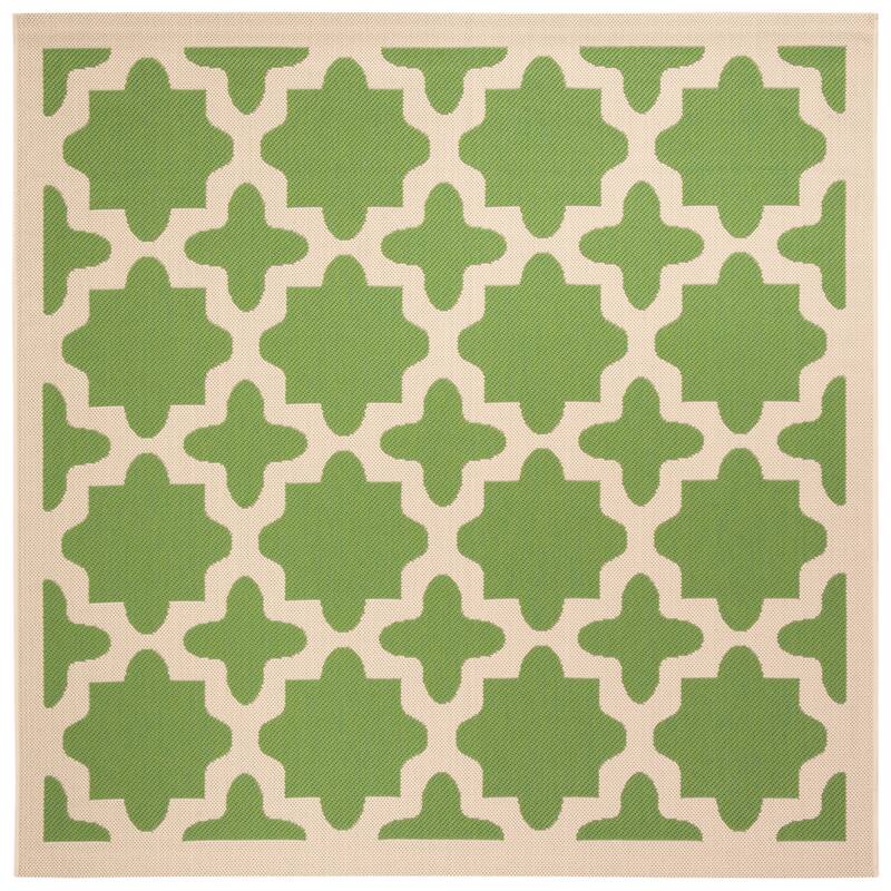 SAFAVIEH Courtyard Dorthey Indoor/ Outdoor Waterproof Patio Backyard Rug - 5'3" x 5'3" Square - Green/Beige