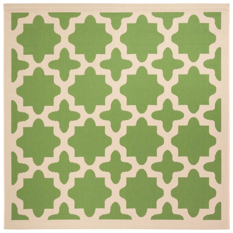 SAFAVIEH Courtyard Myrianne Indoor/ Outdoor Waterproof Patio Backyard Rug - 4' Square - Green/Beige