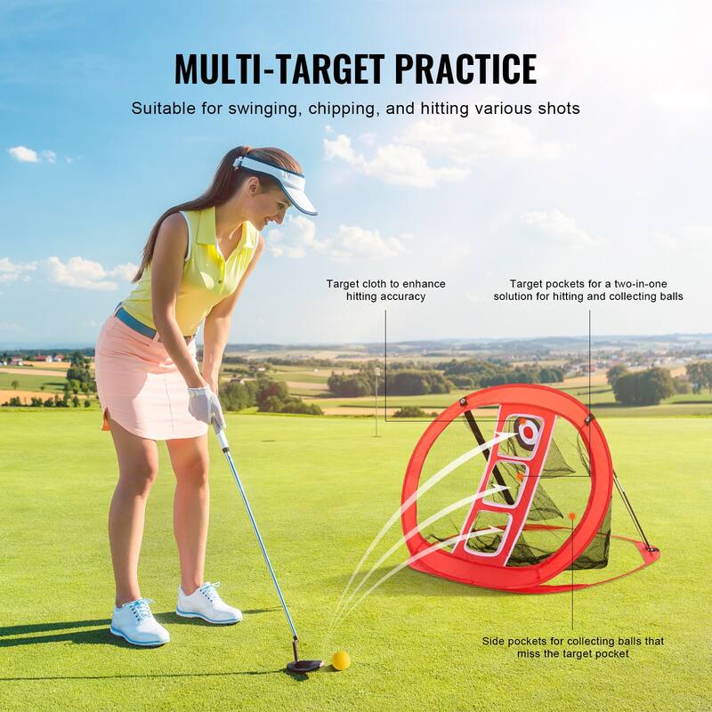 Golf Chipping Net for Backyard Driving Training Swing, Gift for Men, Golf Lover - Red 2X2 feet single net with target cloth