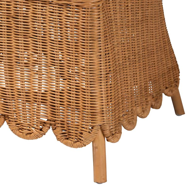Teresa Bohemian Light Honey Scalloped Rattan Arm Chair