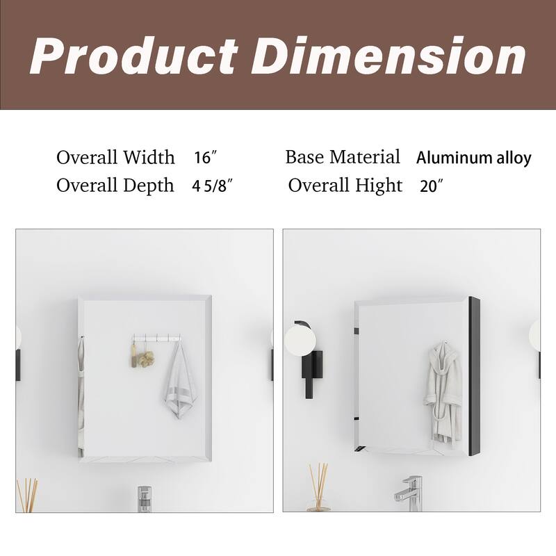 Rectangular Aluminum Medicine Cabinet with Mirror