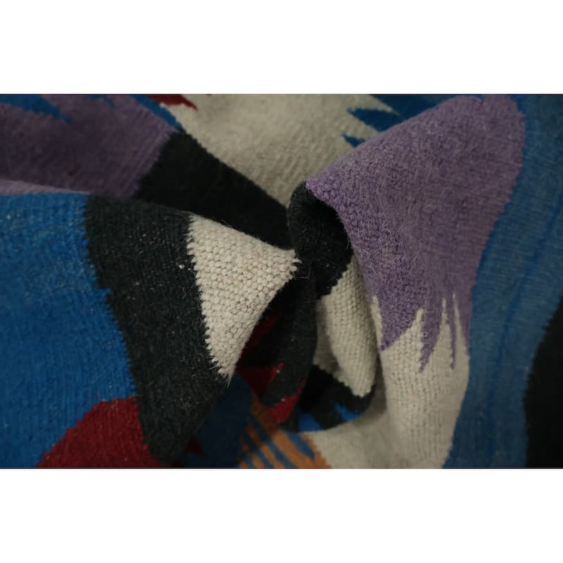 Hand Woven Oriental 100% Wool Carpet Southwestern Tribal Black Kilim Area Rug - 10' 2'' X 8' 6''