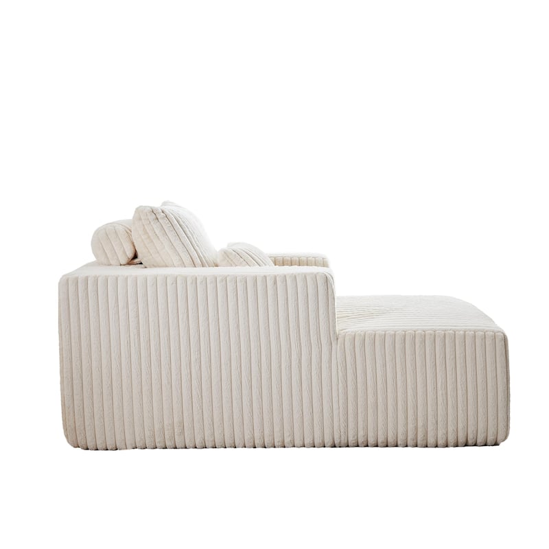 62.5" Corduroy Sponge Sofa Lounge Chair,No Assembly Required,Fluffy Modern Sleeper Chair for Indoor Living Room Bedroom