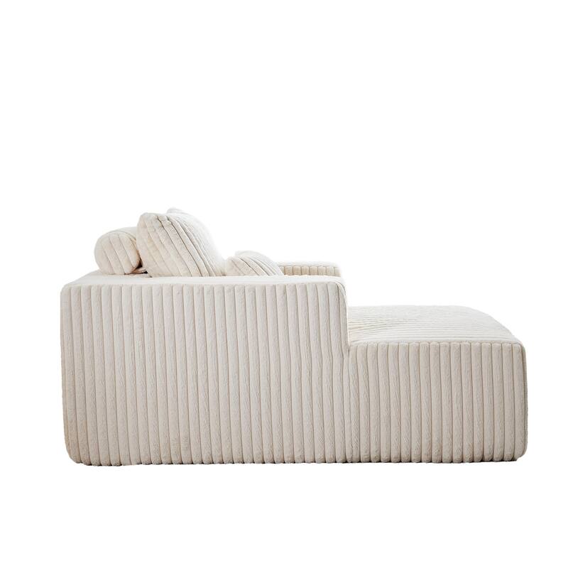 Fluffy 62.5-Inch Corduroy Lounge Chair, Modern Sleeper Sofa for Living Room or Bedroom - Ready to Use, No Assembly