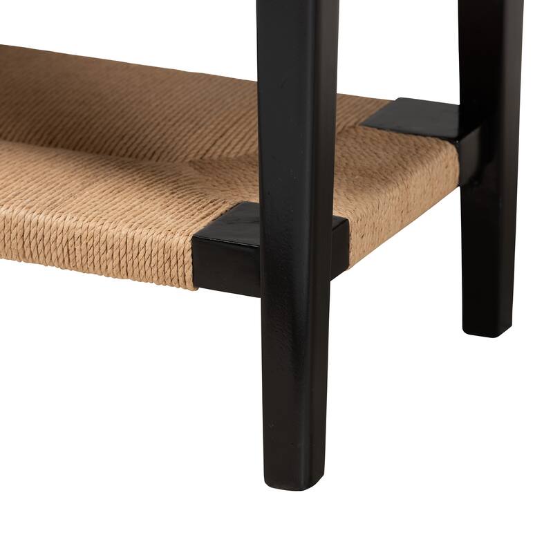 Freya Modern Bohemian Bayur Wood 1-Drawer Console Table-Black