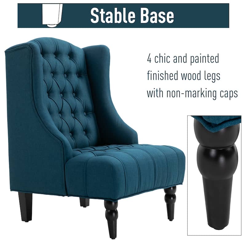 Copper Grove Erin Tufted Linen Upholstered Tall Wingback Accent Chair
